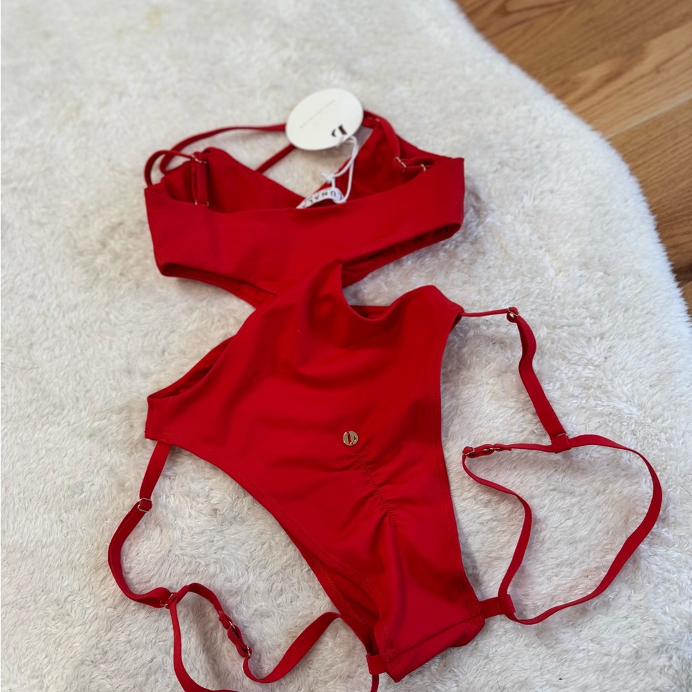 LUNALAE PIXIE BASIC GARTER BODYSUIT - RED NWT - image 3